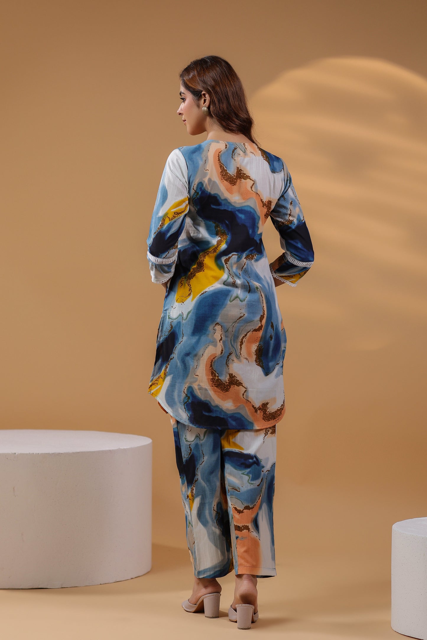 Abstract Printed Pure Cotton Tunic With Trouser
