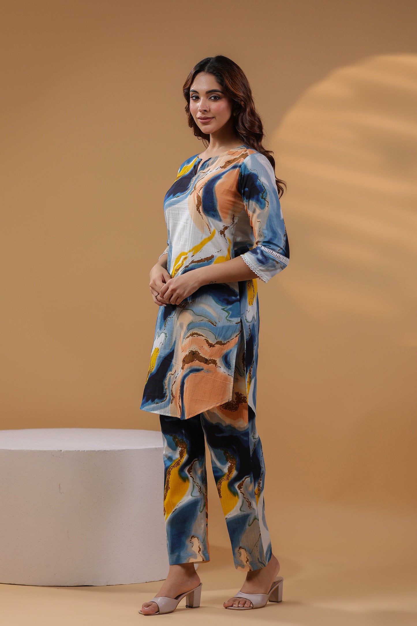 Abstract Printed Pure Cotton Tunic With Trouser